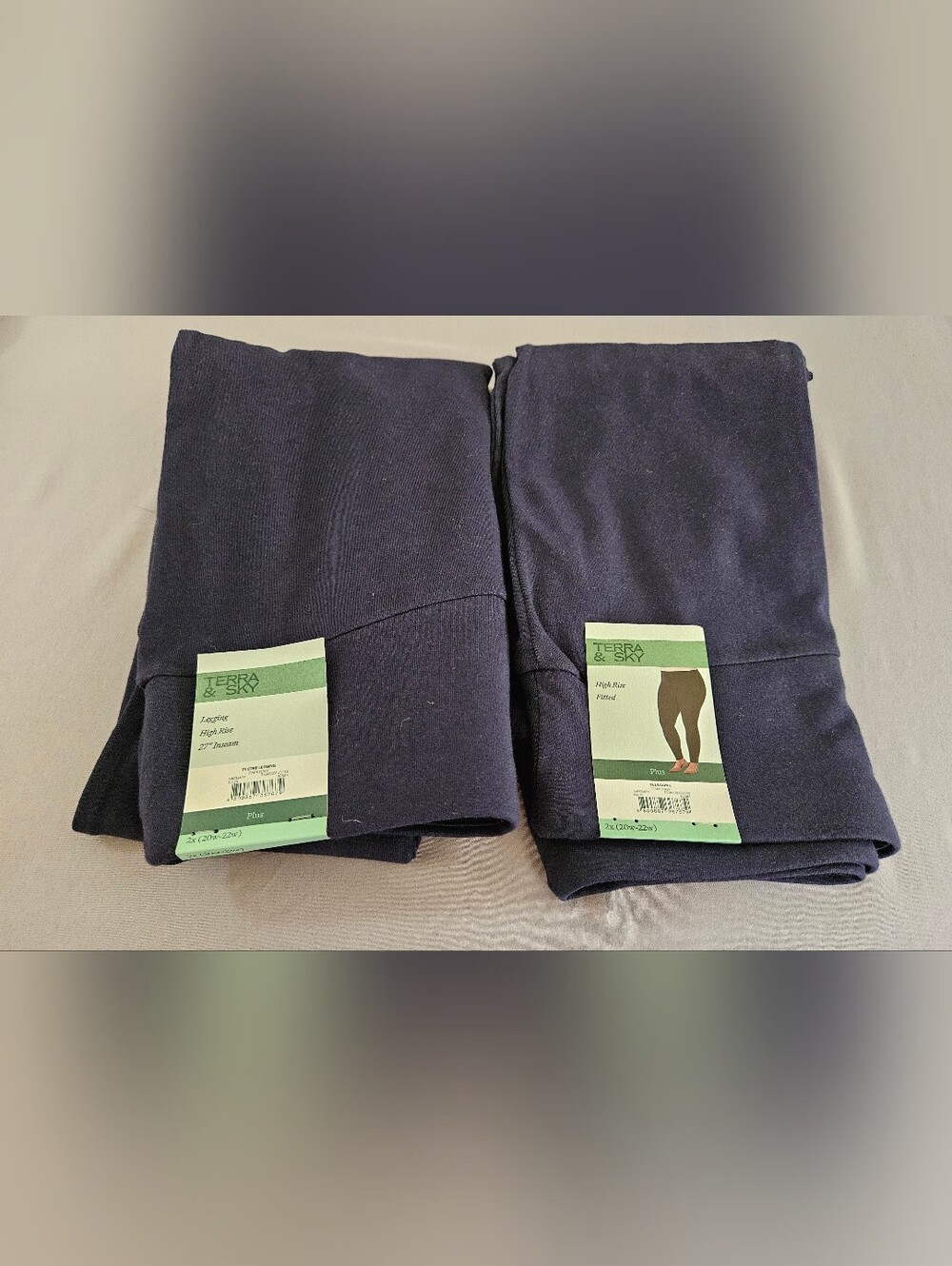 NWT Terra & Sky High Rise Core Leggings 2-Pack - Size 2X (20W-22W), Dark Navy